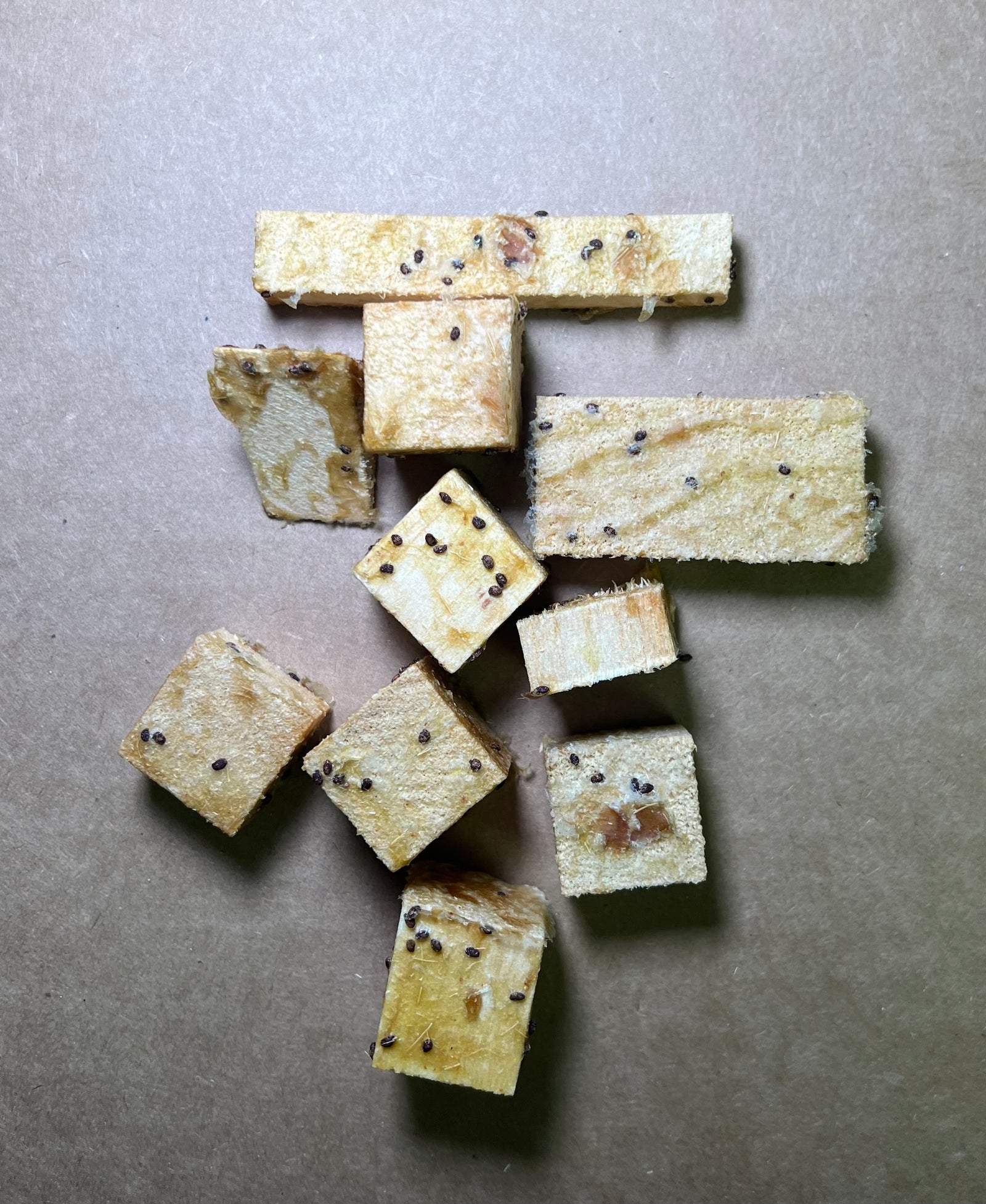 Variety of balsa wood shapes flavored with kiwi