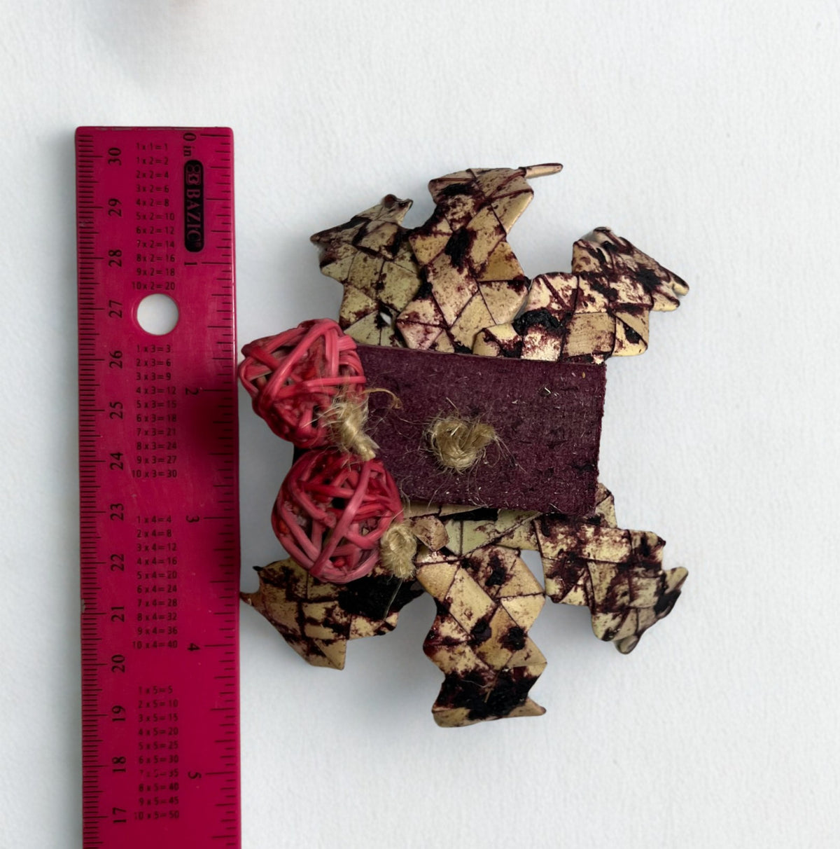 Chew Toy made from palm leaf, balsa and vine balls