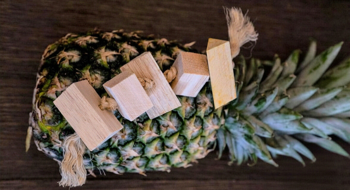 Fun4Bunnies balsa flavored chew toy in mango, pineapple, banana and apple  for small pets